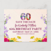 60e verjaardag Bloemen Modern 60 jaar feest Aankondigingskaart (Voorkant)