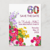 60e verjaardag Bloemen Modern 60 jaar feest Aankondigingskaart (Voorkant)