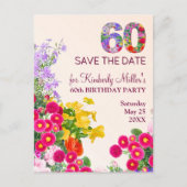 60e verjaardag Bloemen Modern 60 jaar feest Aankondigingskaart (Voorkant)