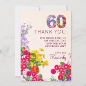 60e verjaardag Bloemen Modern 60 jaar feest Bedankkaart (Voorkant)