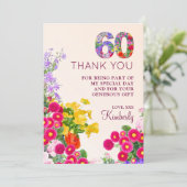 60e verjaardag Bloemen Modern 60 jaar feest Bedankkaart (Staand voorkant)
