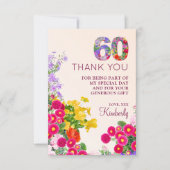 60e verjaardag Bloemen Modern 60 jaar feest Bedankkaart (Voorkant)