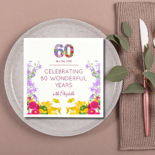 60e verjaardag Bloemen Modern 60 jaar feest elegan Servet