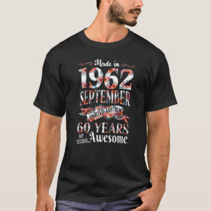 60e verjaardag bloemen voor vrouwen geboren in sep t-shirt