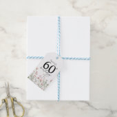 60e verjaardag Bloemrijke Elegante Script  Cadeaulabel (Met Touw)