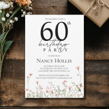 60e verjaardag Bloemrijke Elegante Script Verjaard