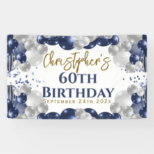 60e verjaardag Blue Balloons Party Welkom Spandoek