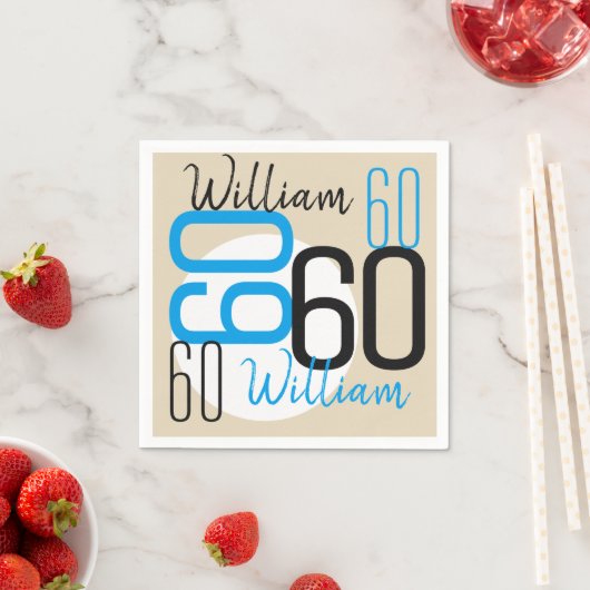 60e verjaardag Blue beige Servetten (Insitu)