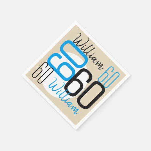 60e verjaardag Blue beige Servetten (Hoek)