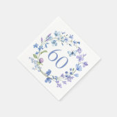 60e verjaardag Blue Floral Waterverf Servet (Hoek)