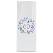 60e verjaardag Blue Floral Waterverf Wijn Cadeautas (Voorkant)