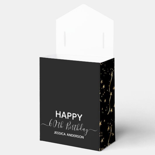 60e verjaardag Blue Glitter Balloons Favor Box Bedankdoosjes (Geopend)