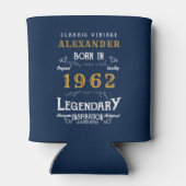 60e verjaardag  Blue Gold Add Name Blikjeskoeler (Achterkant)