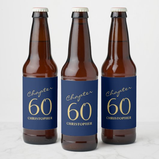 60e verjaardag Blue Gold Bier Etiket (Flessen)