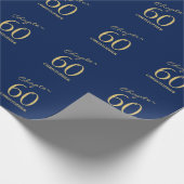 60e verjaardag Blue Gold Cadeaupapier (Hoek)