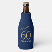 60e verjaardag Blue Gold Flesjeskoeler (Fles Voorkant)