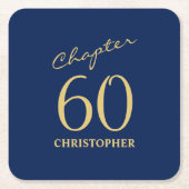 60e verjaardag Blue Gold Kartonnen Onderzetters (Voorkant)