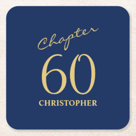 60e verjaardag Blue Gold Kartonnen Onderzetters