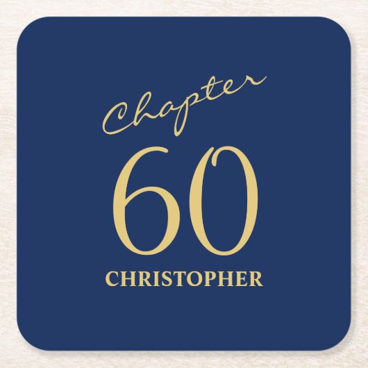 60e verjaardag Blue Gold Kartonnen Onderzetters (Voorkant)