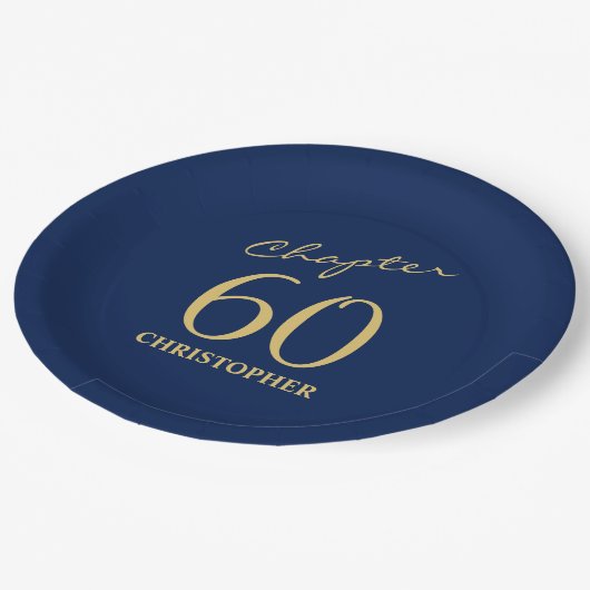 60e verjaardag Blue Gold Papieren Bordje (Gekanteld)