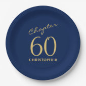60e verjaardag Blue Gold Papieren Bordje (Voorkant)