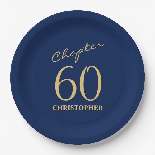 60e verjaardag Blue Gold Papieren Bordje (Voorkant)