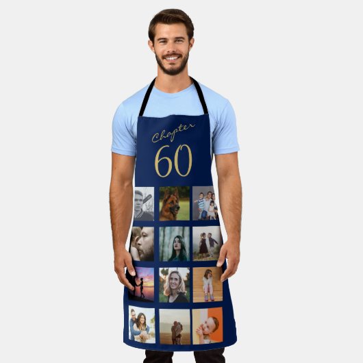 60e verjaardag Blue Gold Schort (Gedragen)