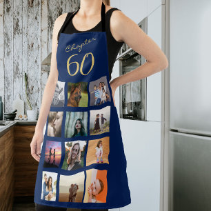 60e verjaardag Blue Gold Schort