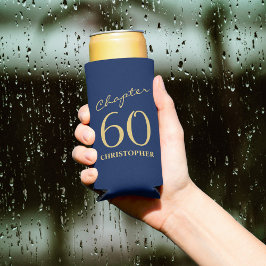 60e verjaardag Blue Gold Seltzer Blikjeskoeler