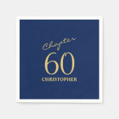 60e verjaardag Blue Gold Servet (Voorkant)