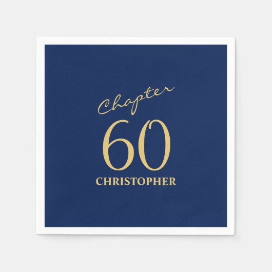 60e verjaardag Blue Gold Servet (Voorkant)