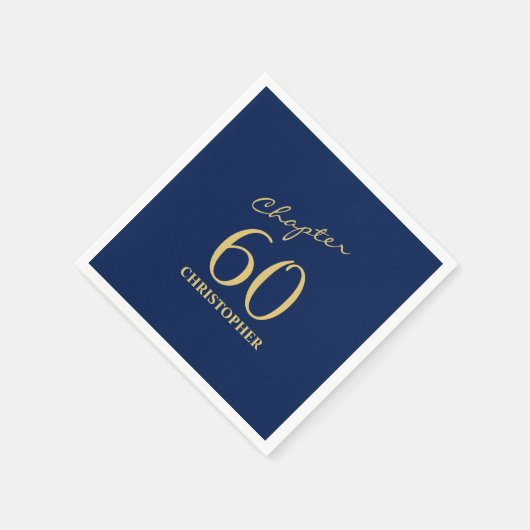 60e verjaardag Blue Gold Servet (Hoek)