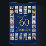 60e verjaardag Blue Gold Spandoek<br><div class="desc">Op zoek naar de perfecte manier om de speciale mijlpaal verjaardag van uw geliefde te herdenken? Deze stijlvolle 60-jarige jubileum muur banner is de perfecte manier om ze een gelukkige 60e verjaardag te wensen! Het opvallende blauw en gouden ontwerp zal een prachtige achtergrond maken voor uw favoriete foto's, waardoor deze...</div>
