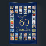 60e verjaardag Blue Gold Spandoek<br><div class="desc">Op zoek naar de perfecte manier om de speciale mijlpaal verjaardag van uw geliefde te herdenken? Deze stijlvolle 60-jarige jubileum muur banner is de perfecte manier om ze een gelukkige 60e verjaardag te wensen! Het opvallende blauw en gouden ontwerp zal een prachtige achtergrond maken voor uw favoriete foto's, waardoor deze...</div>