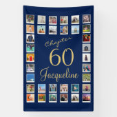 60e verjaardag Blue Gold Spandoek (Verticaal)