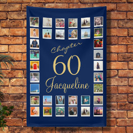 60e verjaardag Blue Gold Spandoek