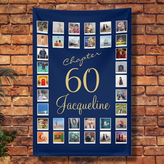 60e verjaardag Blue Gold Spandoek