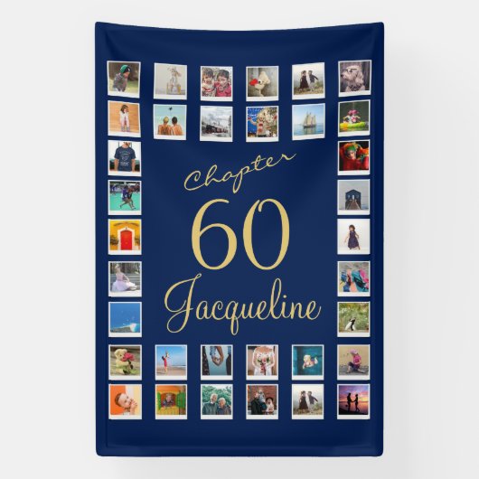 60e verjaardag Blue Gold Spandoek (Verticaal)