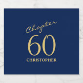 60e verjaardag Blue Gold Sparkling Wijnetiket (Enkel label)