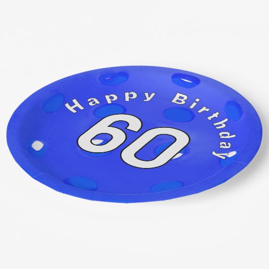 60e verjaardag Blue Pickleball Papieren Bordje (Gekanteld)