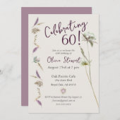 60e Verjaardag Boho Bloemige Waterverf Kaart (Voorkant / Achterkant)