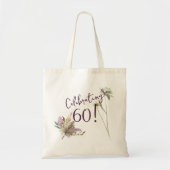 60e verjaardag Boho Floral Waterverf Tote Bag (Voorkant)