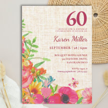 60e verjaardag Bold Floral Linen viering