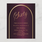 60e verjaardag Bourgondische gouden boog script ui (Voorkant)