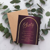 60e verjaardag Bourgondische gouden boog script ui