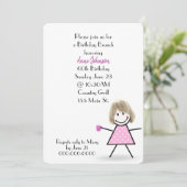 60e verjaardag Brunch Stick Girl Kaart (Staand voorkant)