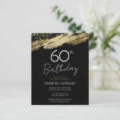 60e verjaardag Budget Gold Black Uitnodiging (Staand voorkant)