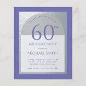 60e verjaardag Budget Violet Faux Zilver Uitnodigi (Voorkant)