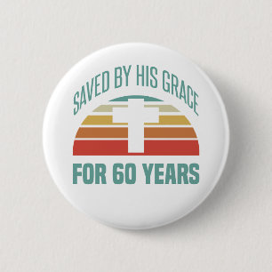 60e verjaardag cadeau voor christenen ronde button 5,7 cm