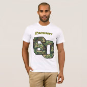 60e verjaardag Camo Eén jaar aangepaste naam V024 T-shirt (Voorkant volledig)